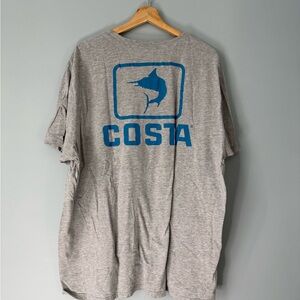 Costa Heather Gray Tee with Blue Logo
